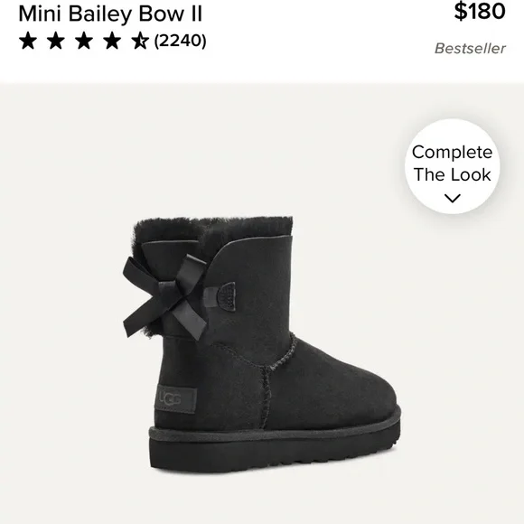 NEW UGG Womens Mini Bailey Bow Black Size 7 Brand New NEVER WORN IN ORIGINAL BOX - Picture 8 of 9